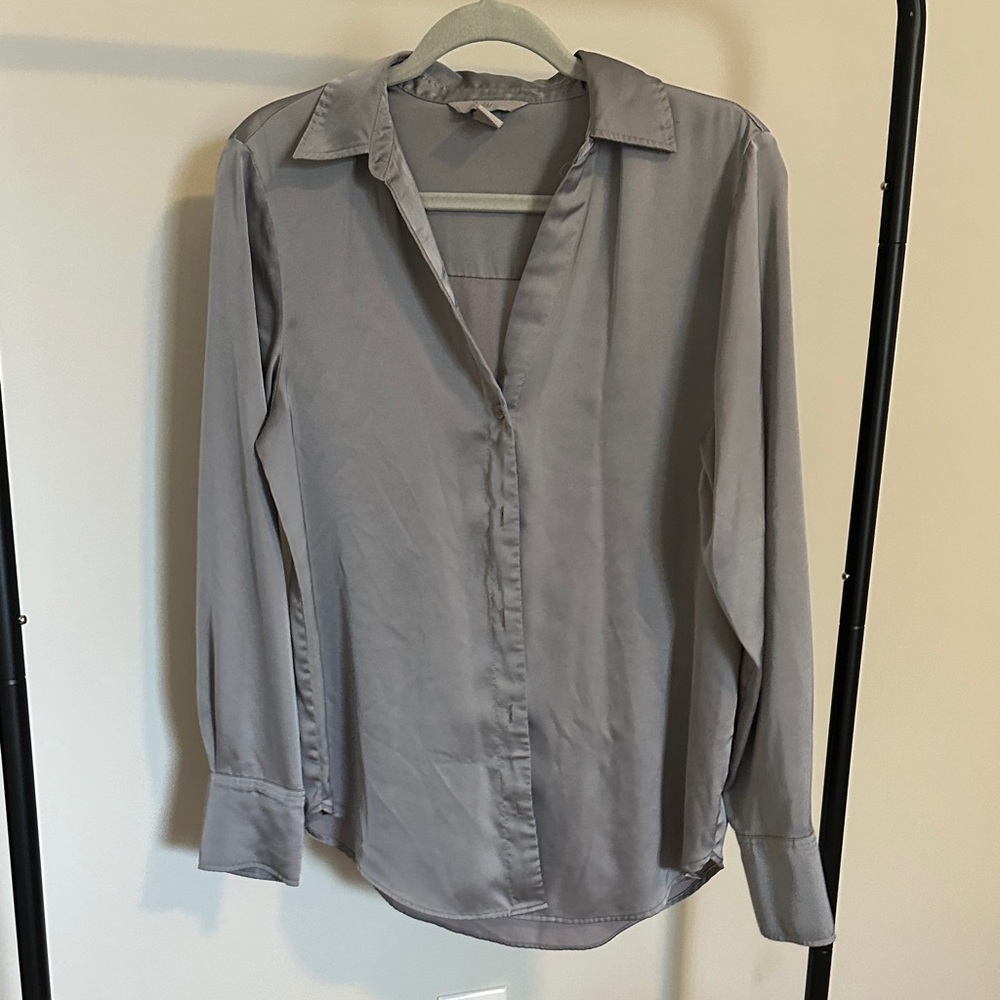 H&M Men's Light Gray Casual Button Down Shirt